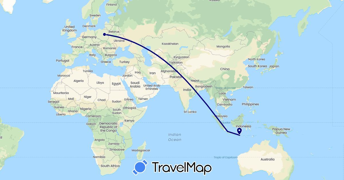 TravelMap itinerary: driving in Indonesia, Poland (Asia, Europe)